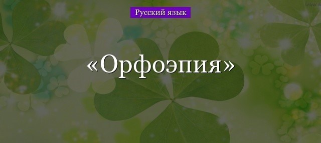 Орфоэпия – это правильное произношение слов в русском языке